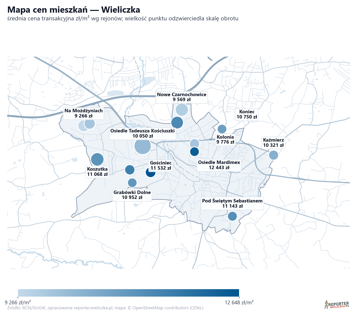 Mapa cen mieszkań - Wieliczka