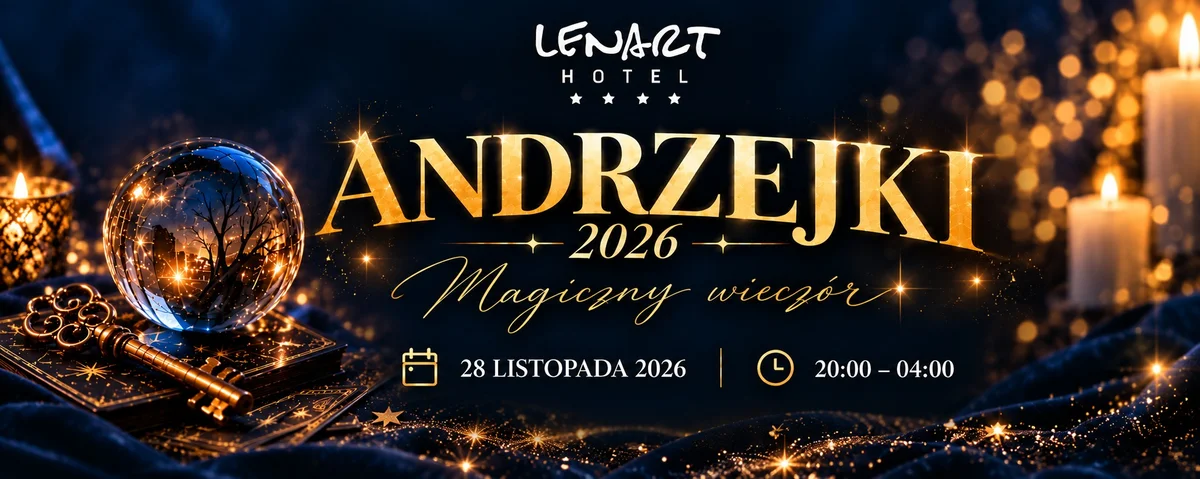 Grafika promocyjna wydarzenia Andrzejki 2026 w Hotelu Lenart