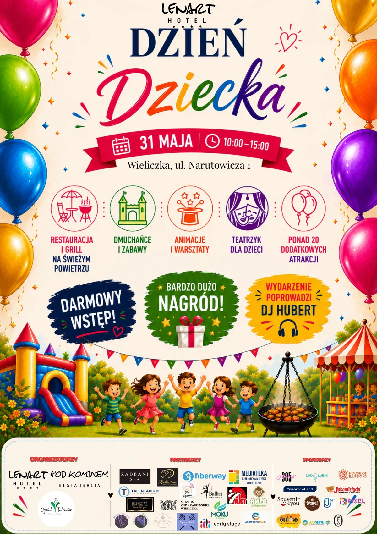 Grafika promocyjna wydarzenia Dzień Dziecka w Hotelu Lenart: darmowy wstęp, gra terenowa i mnóstwo nagród
