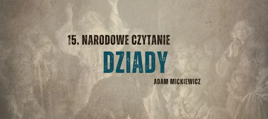 Grafika promocyjna wydarzenia Narodowe Czytanie „Dziadów” w Wieliczce 2026 – termin i miejsce