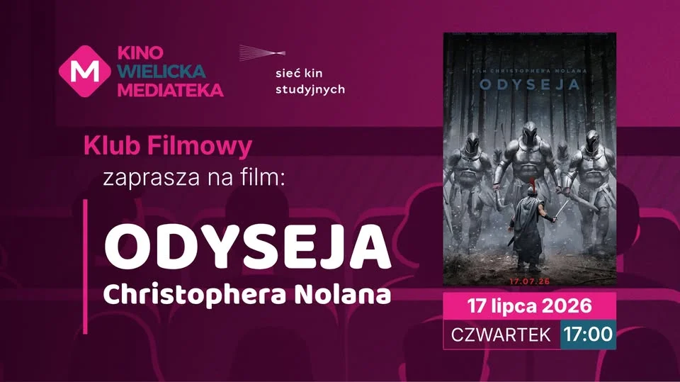 Grafika promocyjna wydarzenia ODYSEJA | w ramach „Klubu Filmowego” – spotkanie filmowe