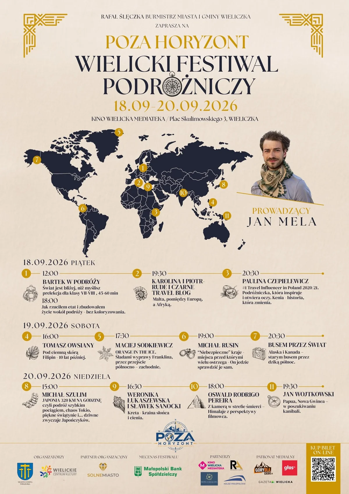 Grafika promocyjna wydarzenia Poza Horyzont – Wielicki Festiwal Podróżniczy
