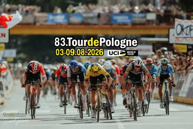 Grafika promocyjna wydarzenia 83. Tour de Pologne w Wieliczce: etap 7 z metą przy Kopalni Soli „Wieliczka”