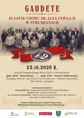Grafika promocyjna wydarzenia Jubileusz 45-lecia Chóru im. Jana Pawła II w Strumianach