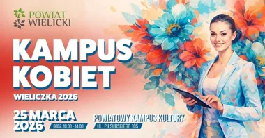 Grafika promocyjna wydarzenia KAMPUS KOBIET WIELICZKA 2026 — kobiety, przywództwo i kultura