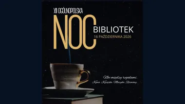 Grafika promocyjna wydarzenia Noc Bibliotek w Wieliczce 2026 po godzinach