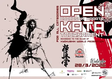 Grafika promocyjna wydarzenia OPEN KYOKUSHIN KARATE KATA TOURNAMENT – Wieliczka 2026