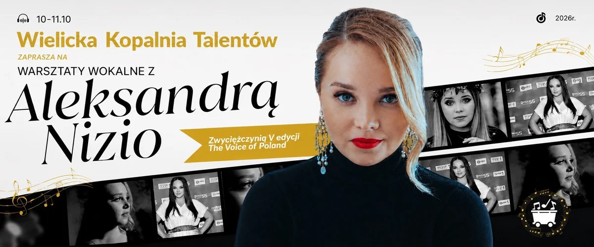 Grafika promocyjna wydarzenia Warsztaty wokalne z Aleksandrą Nizio – Wieliczka