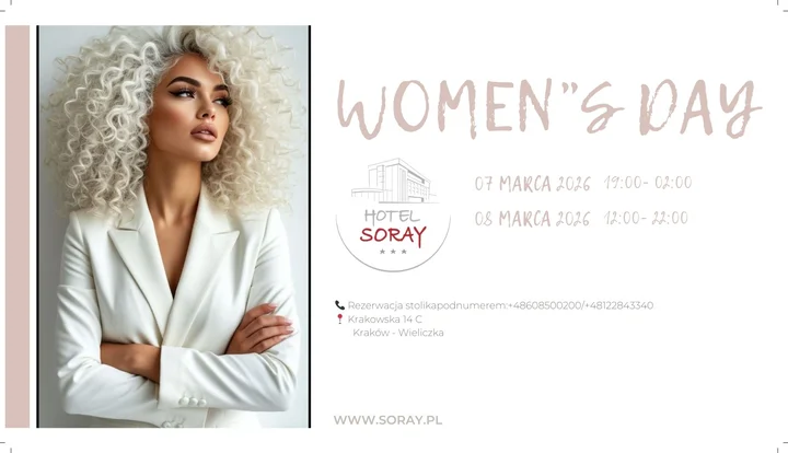 Grafika promocyjna wydarzenia Dzień Kobiet w Restauracji SORAY — karaoke, specjalne menu i autorskie koktajle