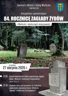 84 lata po zagładzie. Wieliczka uczci pamięć żydowskich mieszkańców